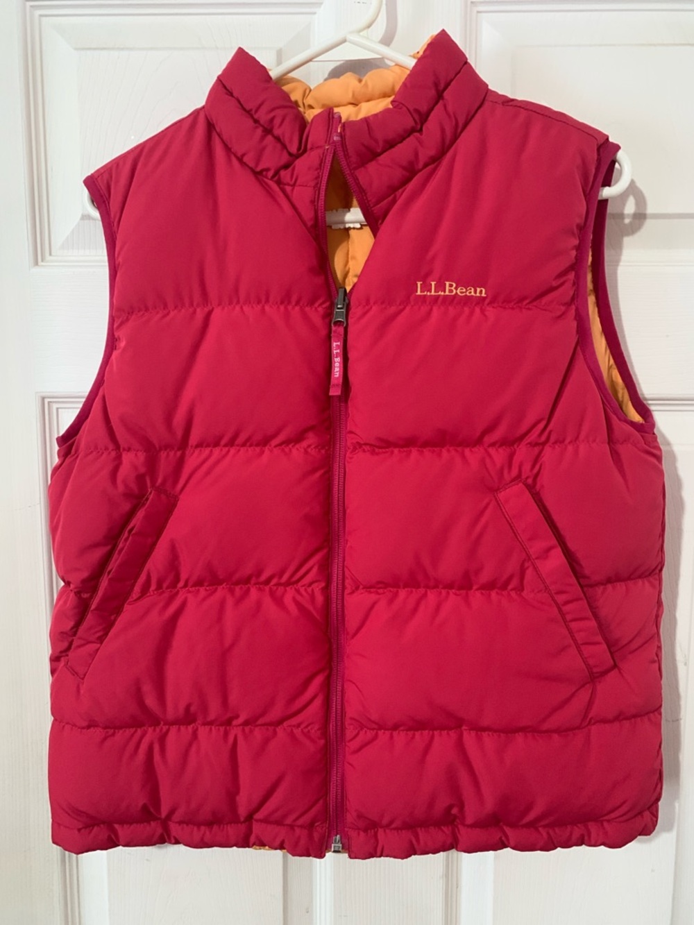 L.L. Bean Pink Quilted Puffer Vest with Orange Interior